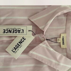L'AGENCE Light Pink Striped Shirt